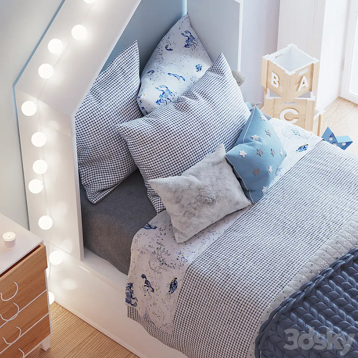 مدل سه بعدی تخت خواب کودک مدرن 6 - 4
