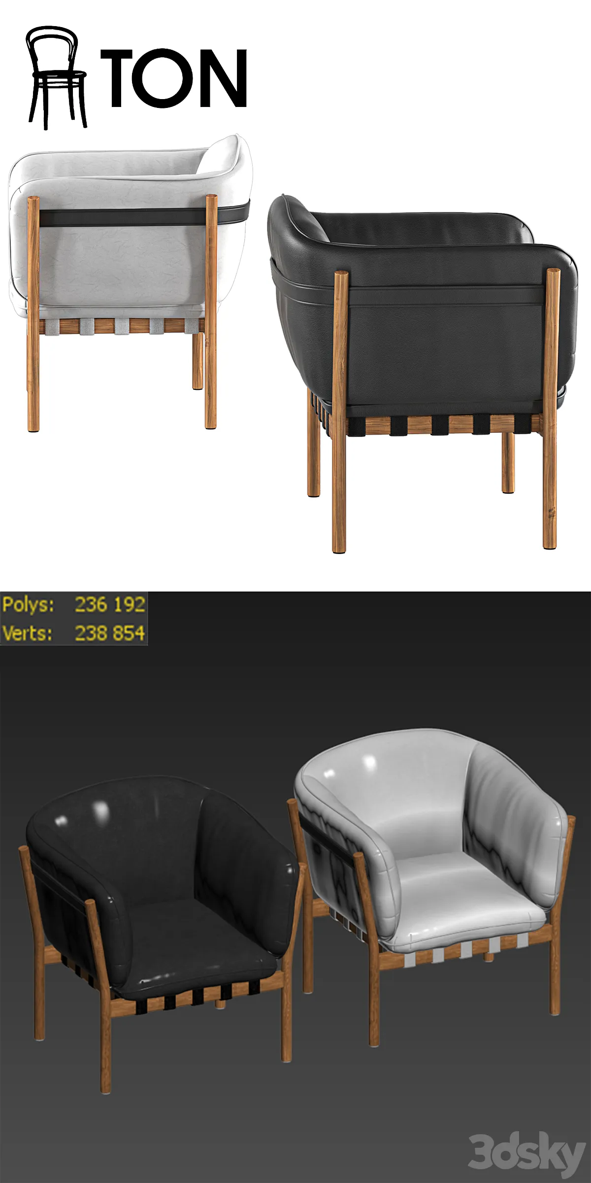 مدل سه بعدی صندلی چرم مدرن 7 - 6