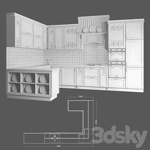 مدل سه بعدی کابینت کلاسیک 30 - 6