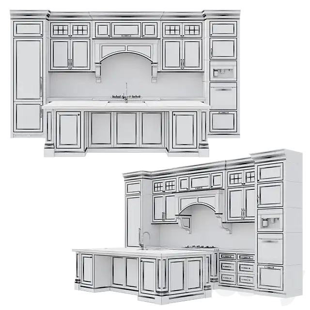 مدل سه بعدی کابینت کلاسیک 38 - 13