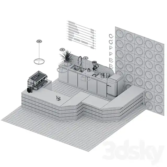 مدل سه بعدی کانتر پیشخوان کافی شاپ 8 - 9