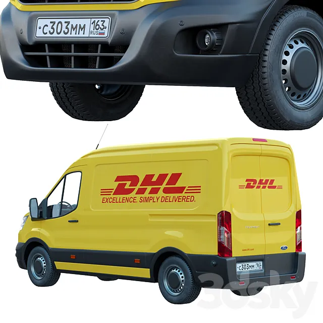 مدل سه بعدی ماشین Ford Transit DHL - 4