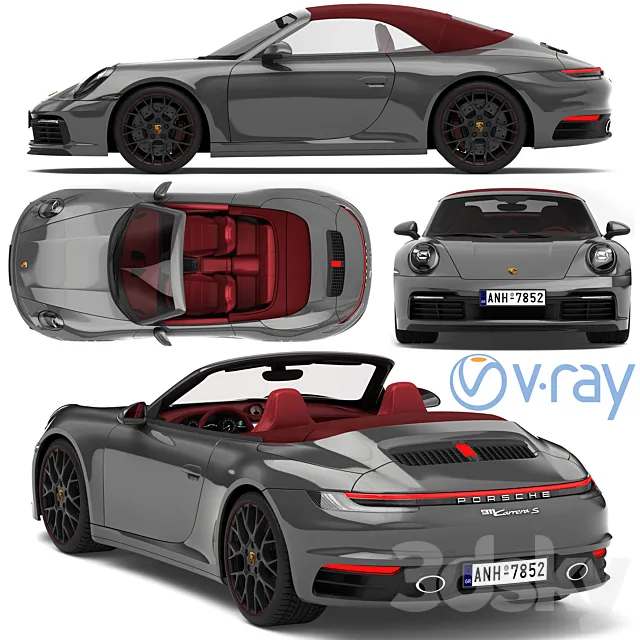 آبجکت ماشین Porsche 911 Carrera Cabriolet 2019 - 4